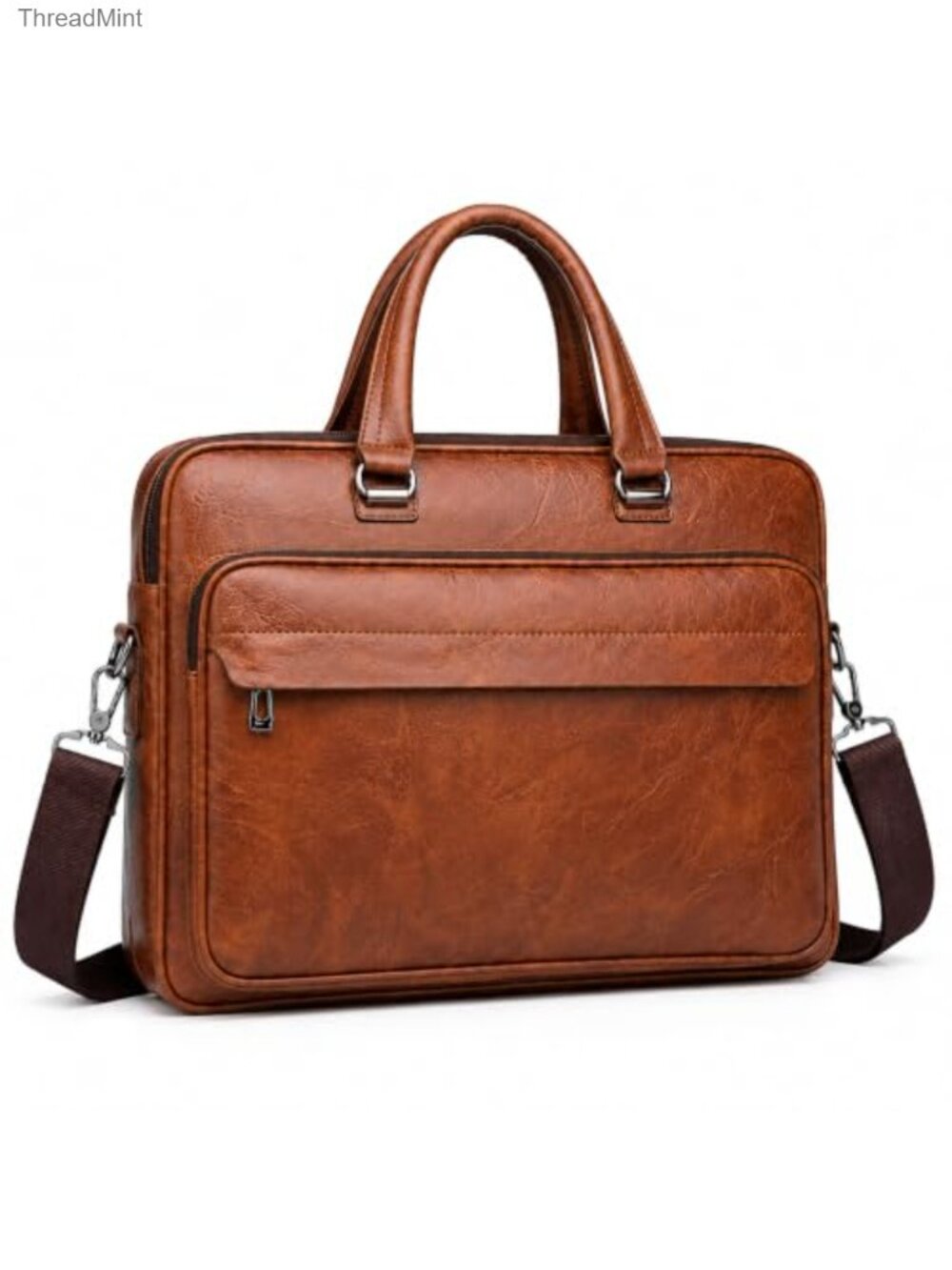 Faux Leather Laptop Briefcase 15.6 IN Water-Resistant Messenger Bag